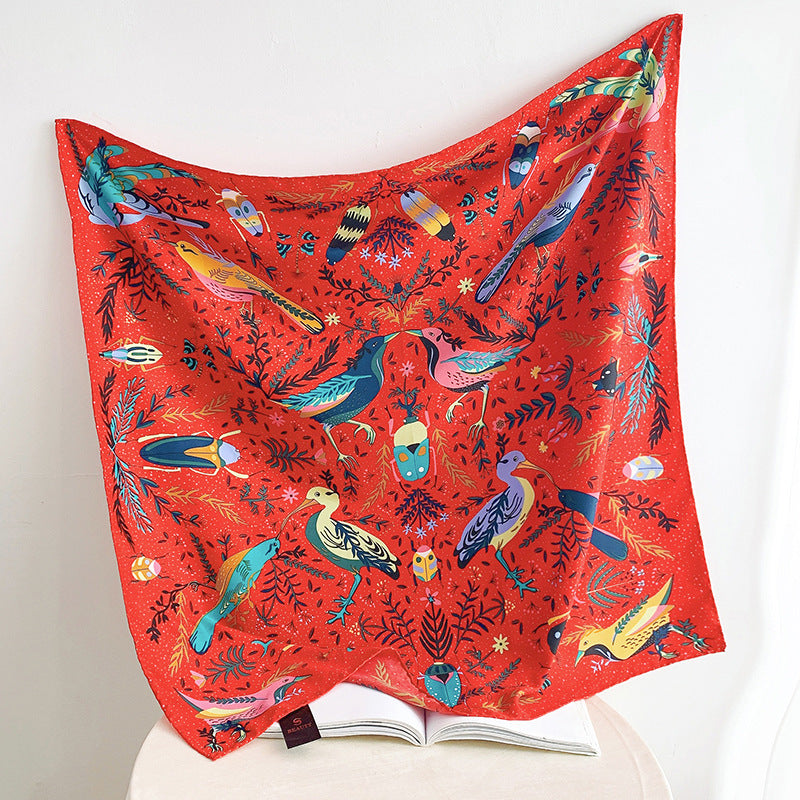 Soft Silky Red Scarf with Stunning Contrast Design