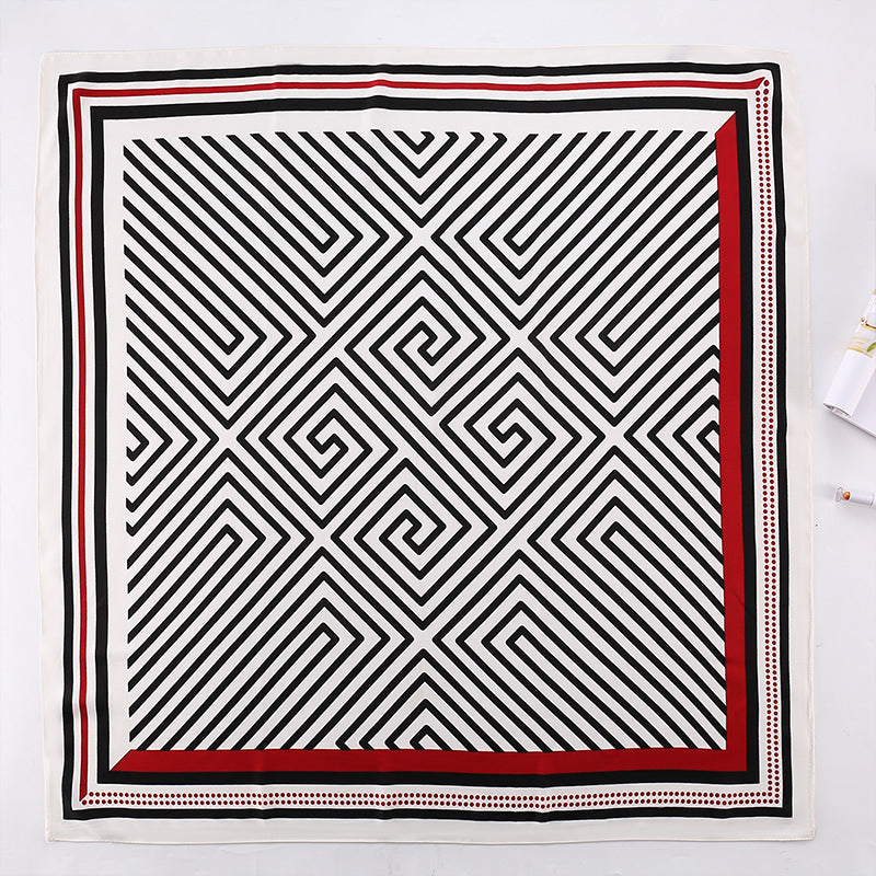 Soft Silky Red Scarf with Stunning Contrast Design