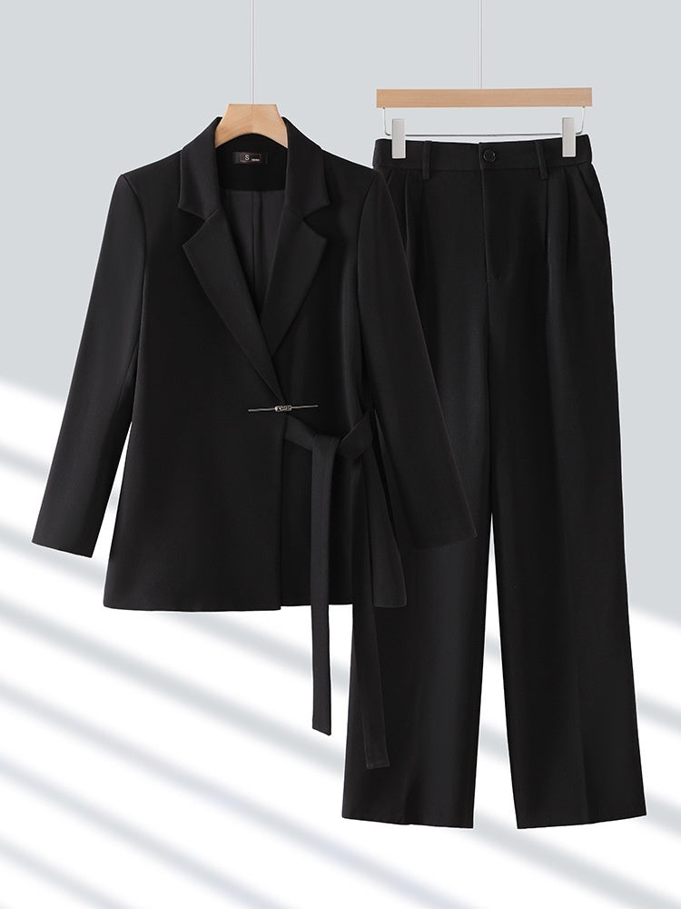 Modern Two-Piece Suit with Comfortable Wide-Leg Pants