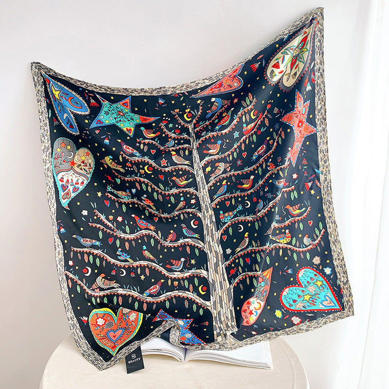 Soft Silky Red Scarf with Stunning Contrast Design