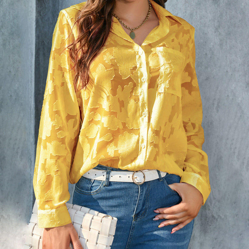 Elegant Jacquard Sheer Top – Stylish Comfort for Every Occasion
