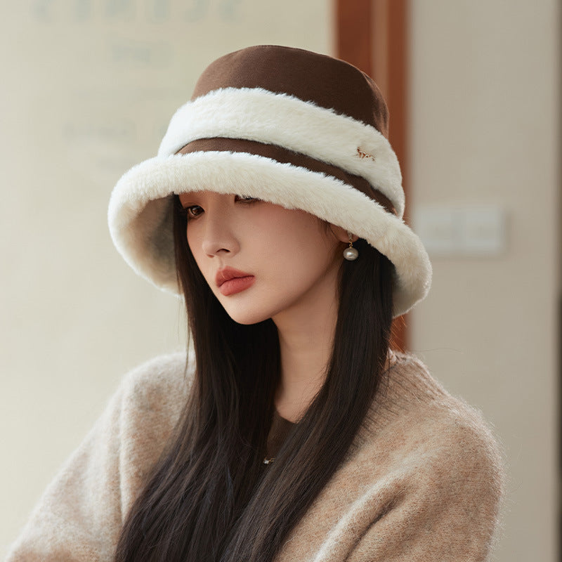 Cozy Velvet Bucket Hat with Cute Warm Earflaps