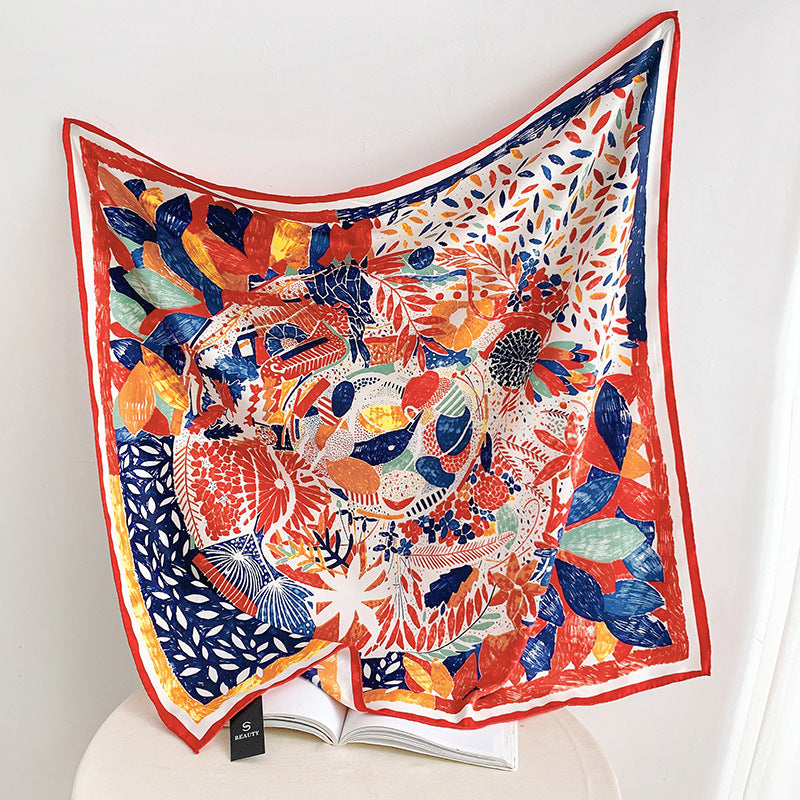 Soft Silky Red Scarf with Stunning Contrast Design