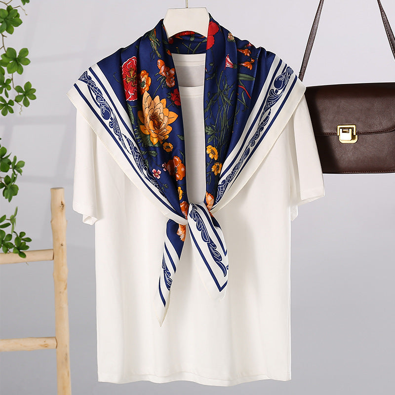 Soft Silky Red Scarf with Stunning Contrast Design