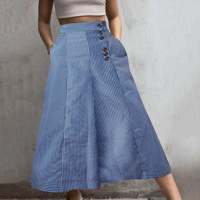 Casual Loose Lounge Pants with Elastic Waist and Button Detail