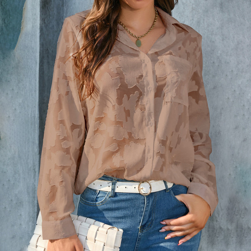 Elegant Jacquard Sheer Top – Stylish Comfort for Every Occasion