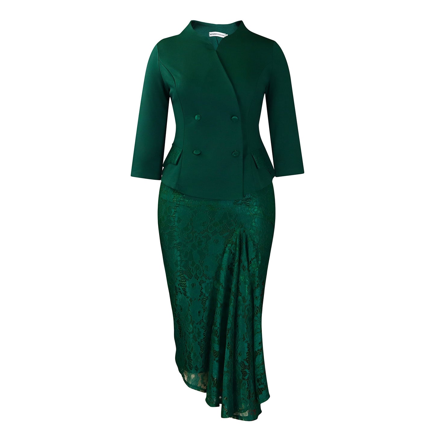 Trendy Long Sleeve Lace Top with African Skirt Combo
