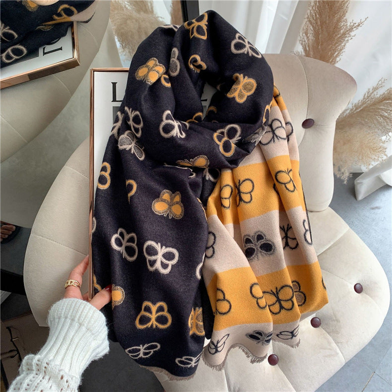 Soft Thickened Cashmere Scarf – Double-Sided Comfort