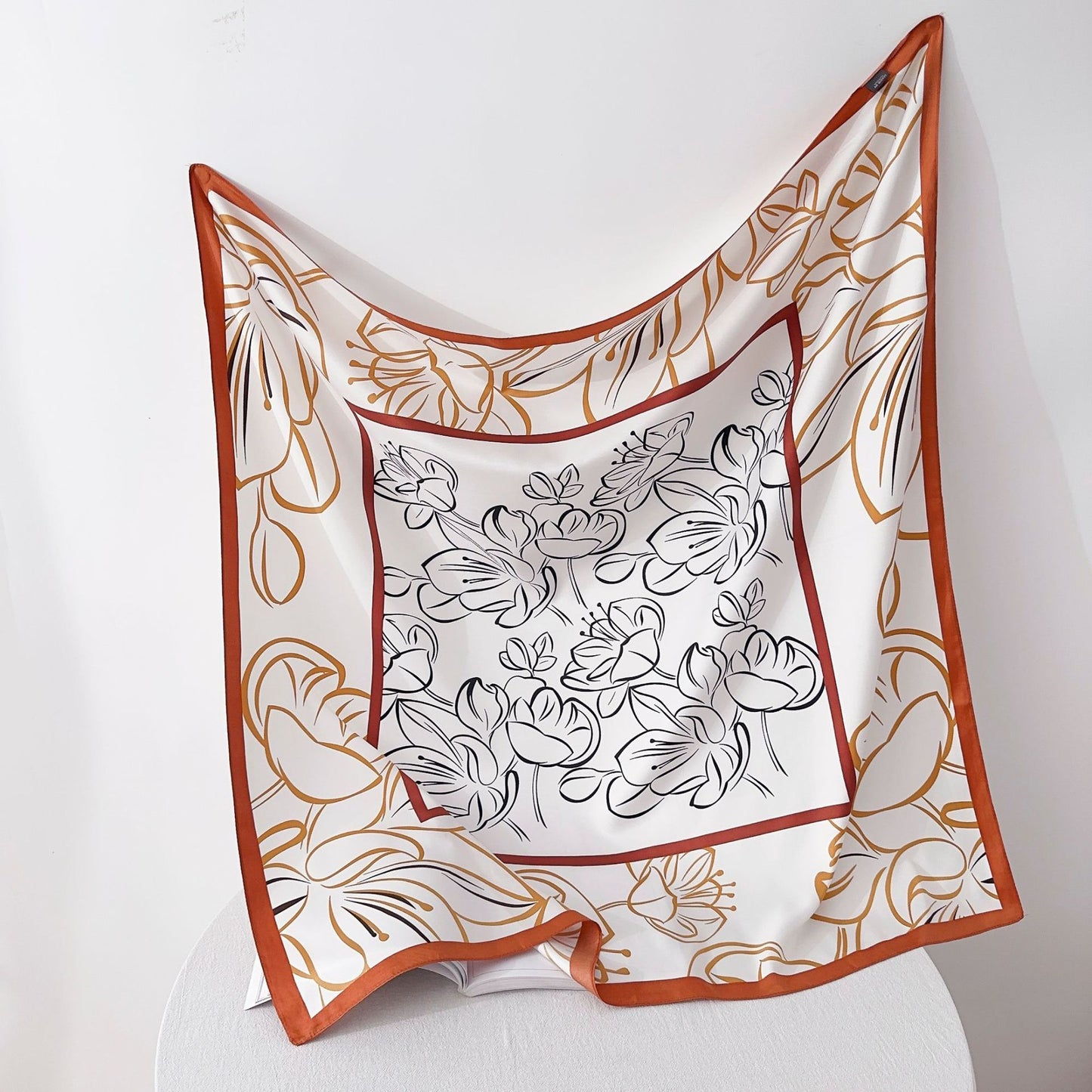 Soft Silky Red Scarf with Stunning Contrast Design