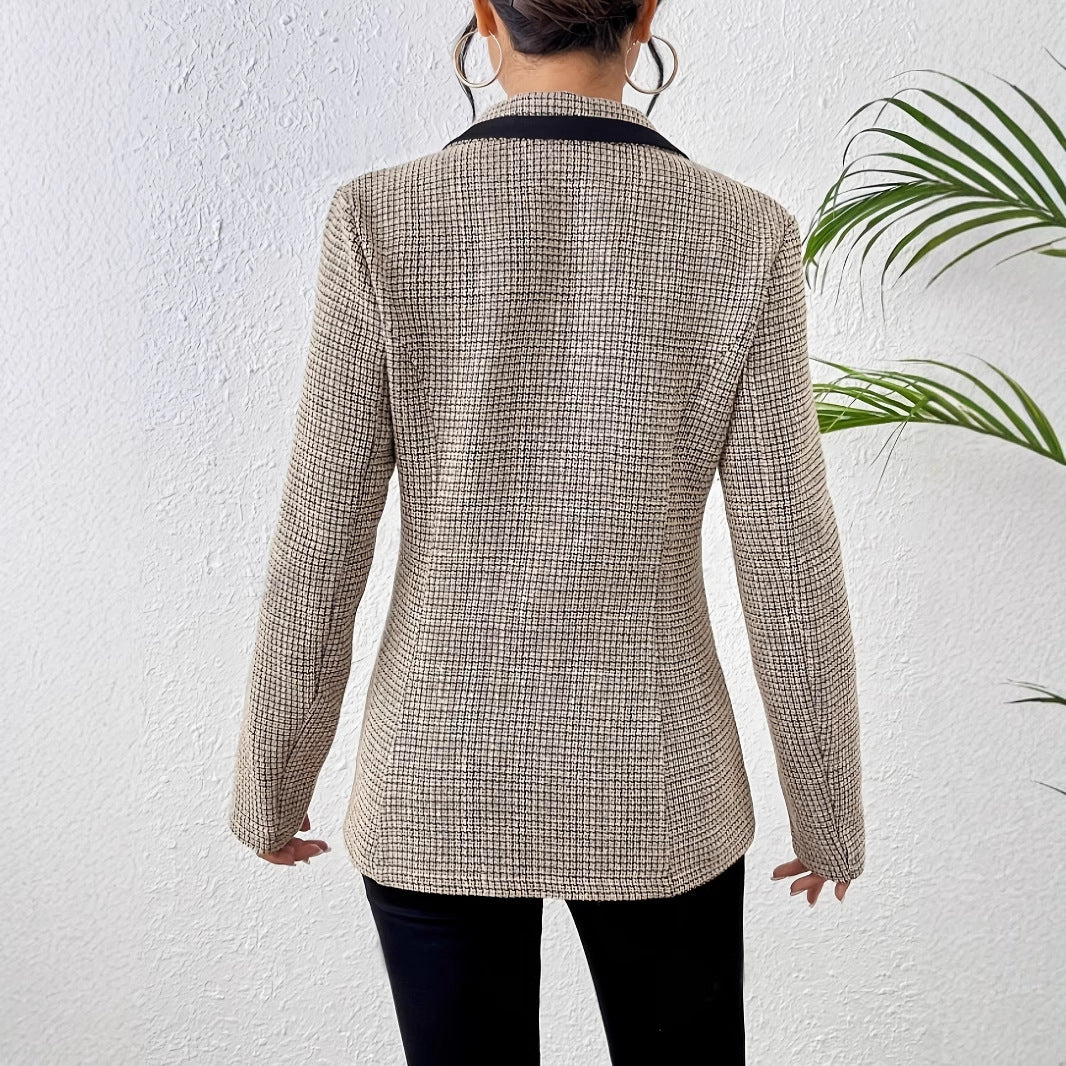 Classic Meets Modern: Houndstooth Plaid Graceful Suit Jacket