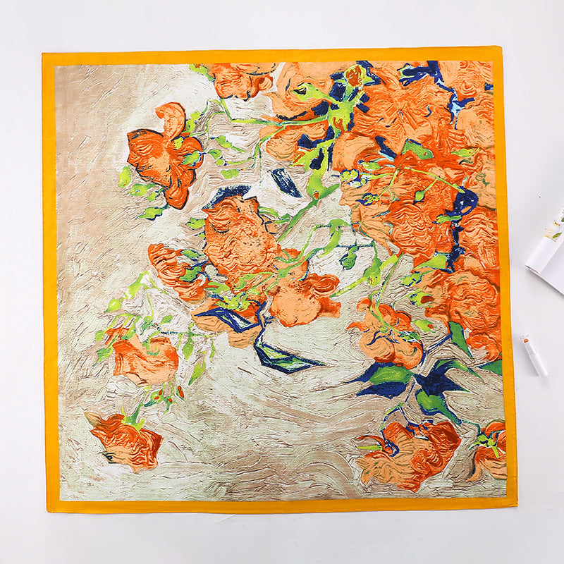 Soft Silky Red Scarf with Stunning Contrast Design
