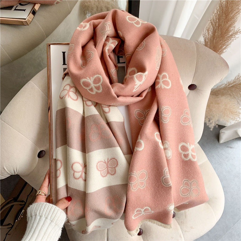 Soft Thickened Cashmere Scarf – Double-Sided Comfort