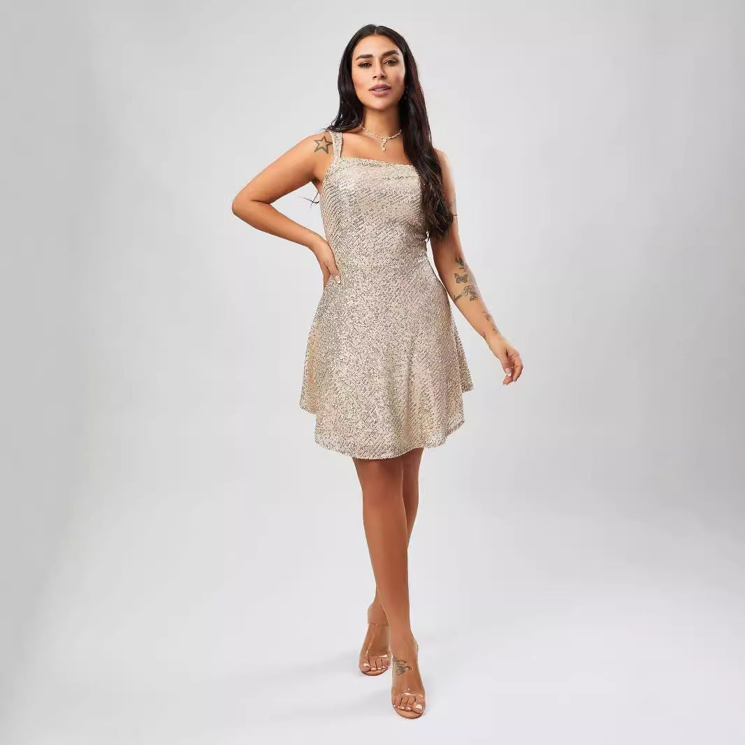 Dazzle in Style: Mini Sling Sequin Dress for Parties
