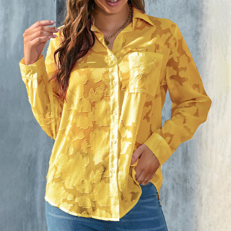 Elegant Jacquard Sheer Top – Stylish Comfort for Every Occasion