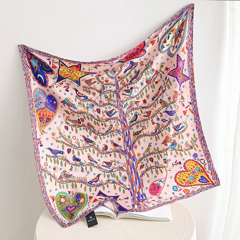Soft Silky Red Scarf with Stunning Contrast Design