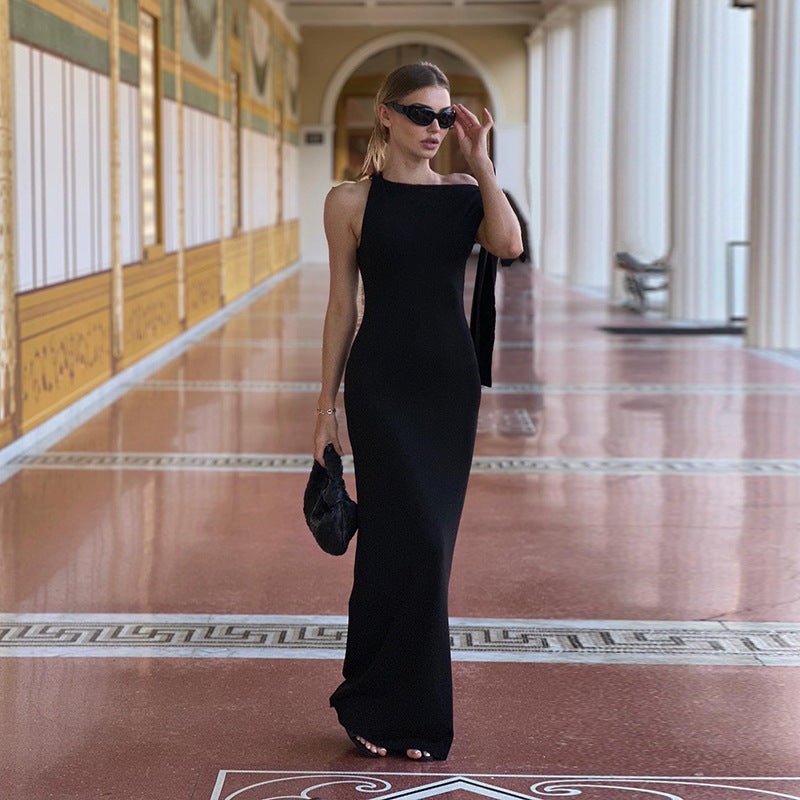 Stylish Ribbon One-Shoulder Dress – Effortless Evening Glam Look