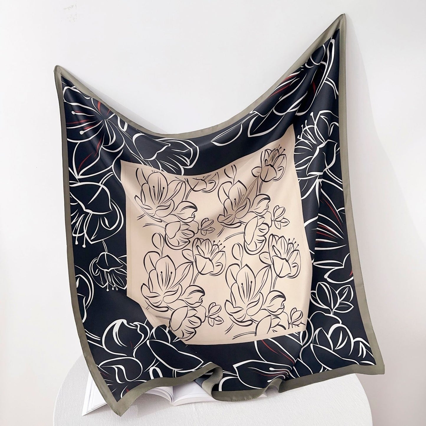 Soft Silky Red Scarf with Stunning Contrast Design