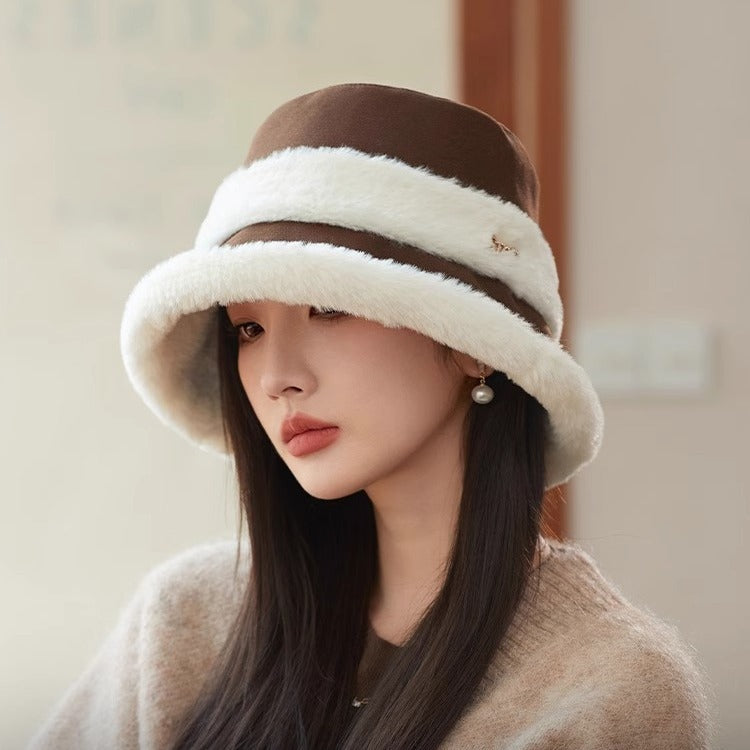 Cozy Velvet Bucket Hat with Cute Warm Earflaps