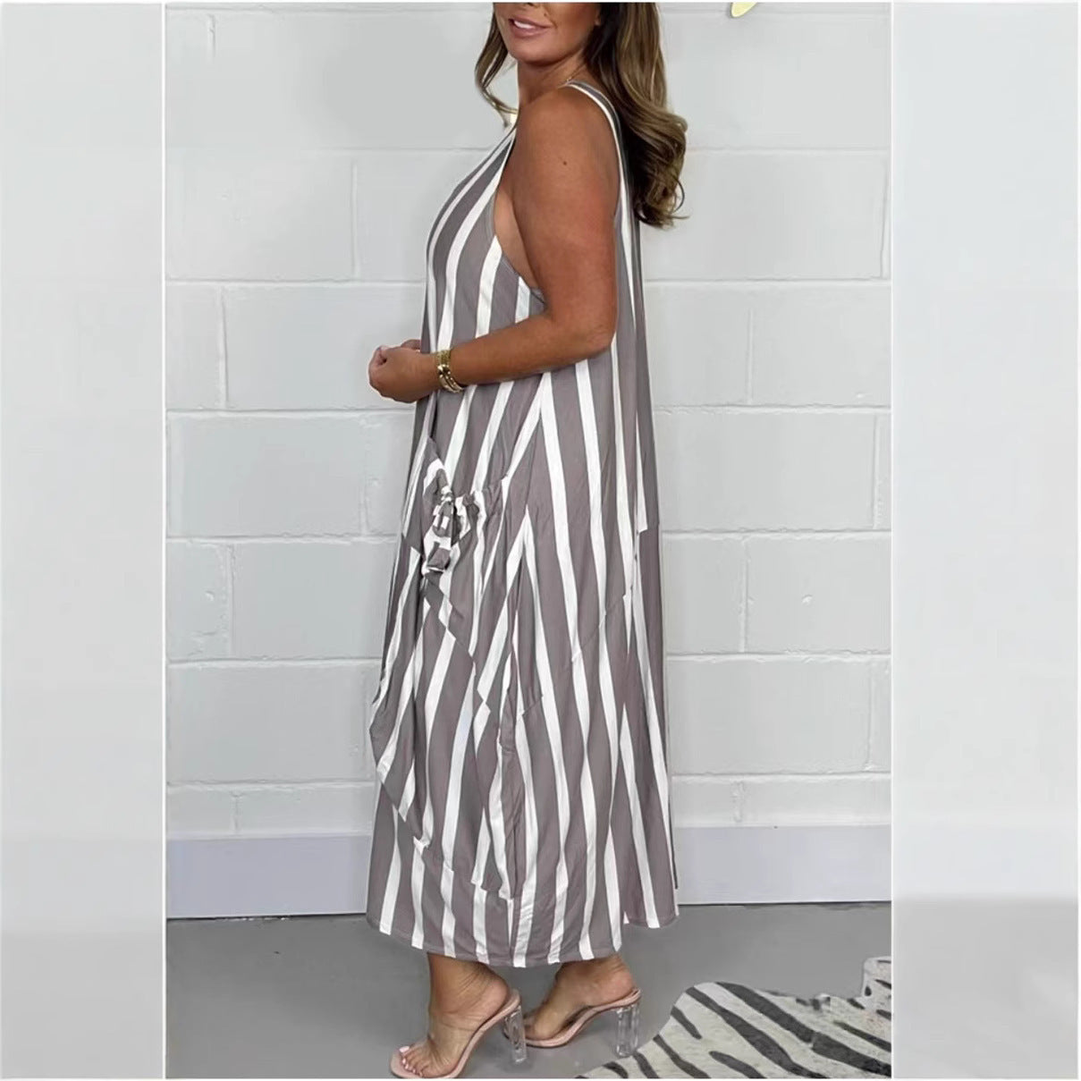 Flowy Striped Long Dress – Perfect for Vacation Vibes