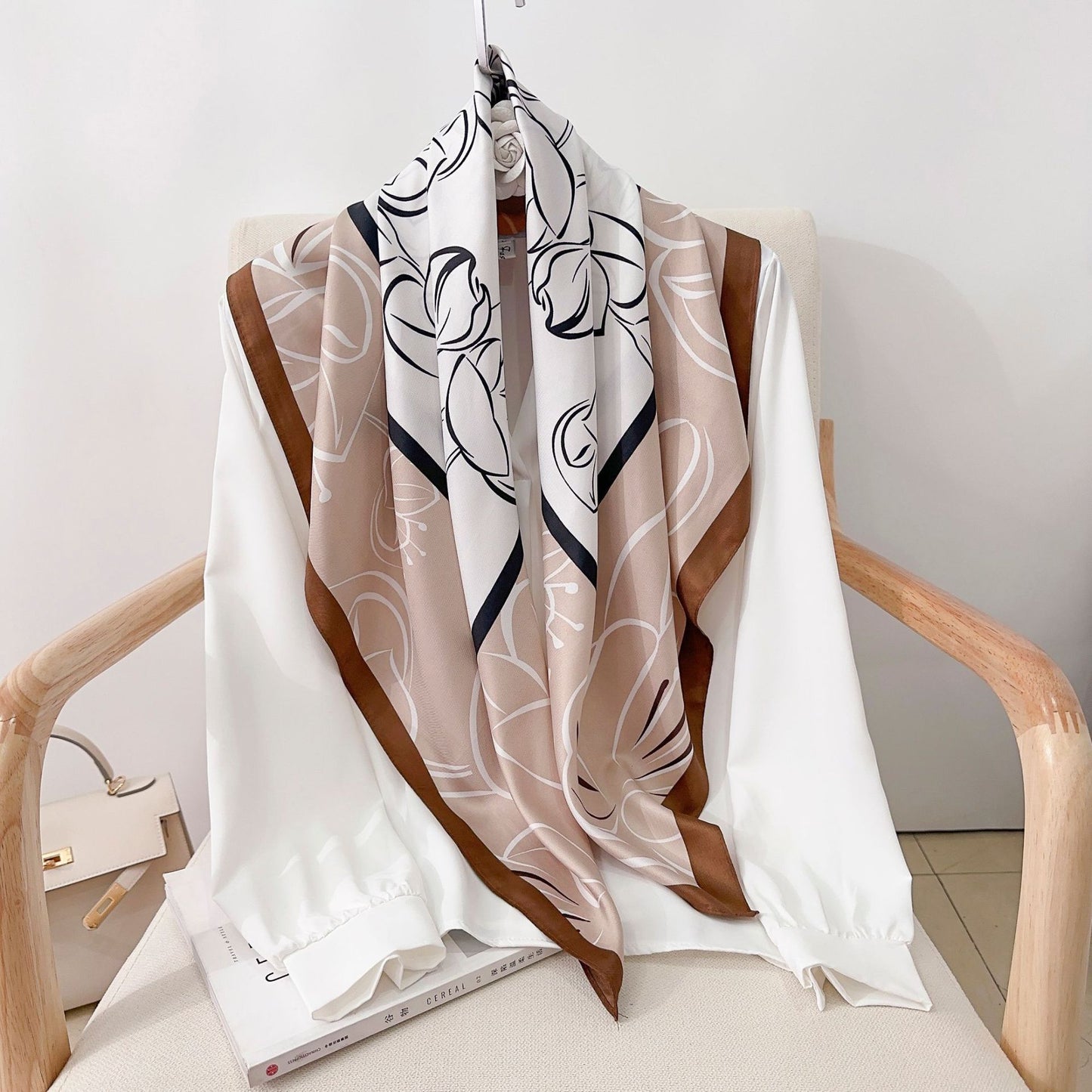 Soft Silky Red Scarf with Stunning Contrast Design