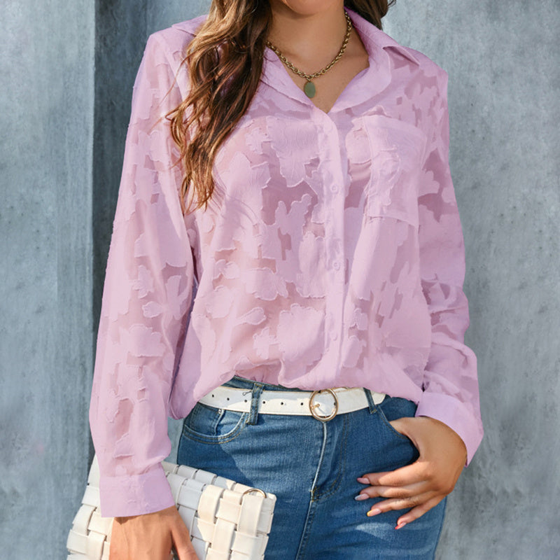 Elegant Jacquard Sheer Top – Stylish Comfort for Every Occasion