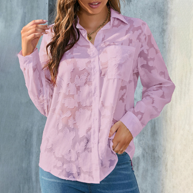 Elegant Jacquard Sheer Top – Stylish Comfort for Every Occasion