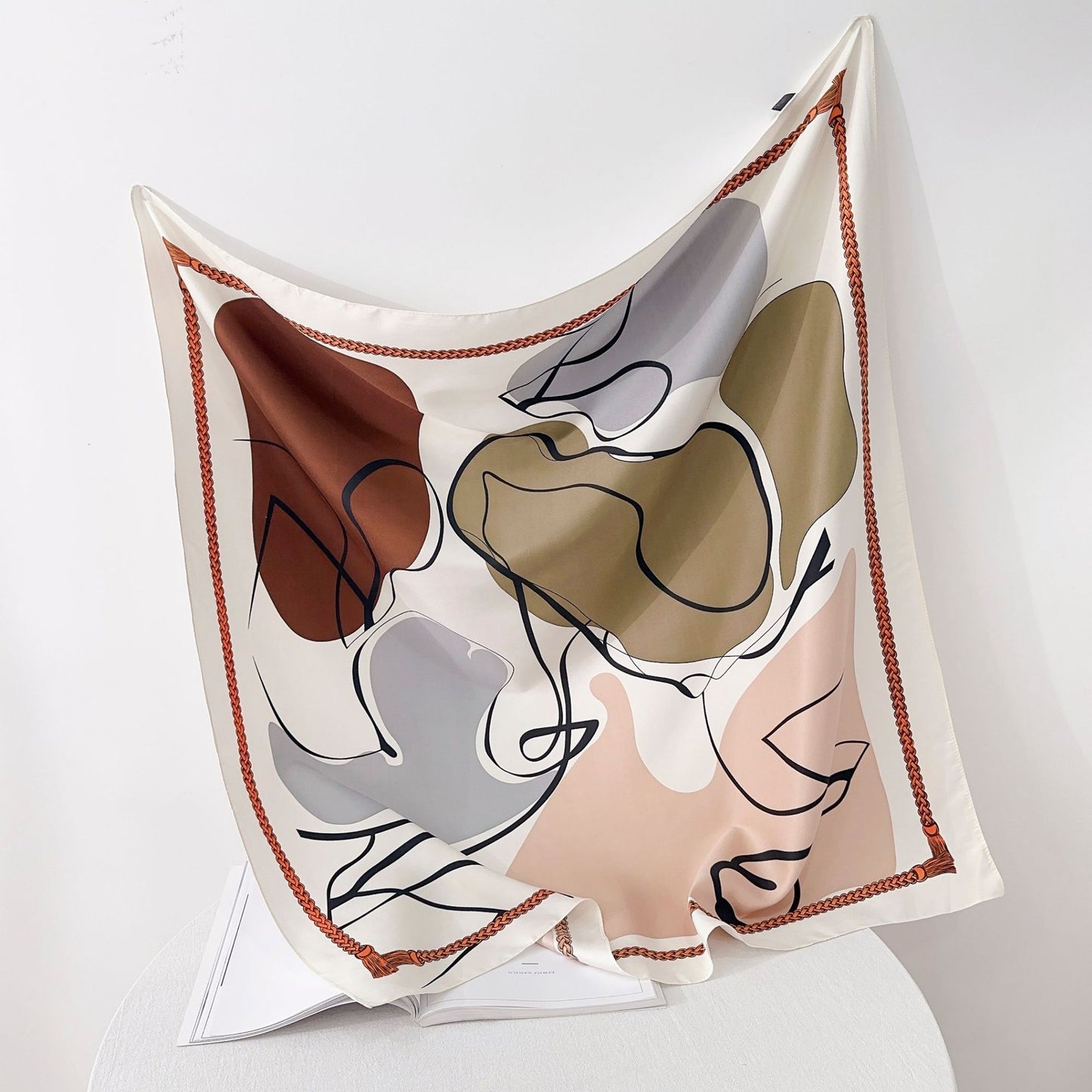 Soft Silky Red Scarf with Stunning Contrast Design