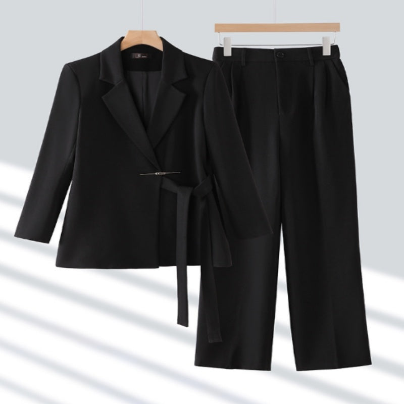 Modern Two-Piece Suit with Comfortable Wide-Leg Pants