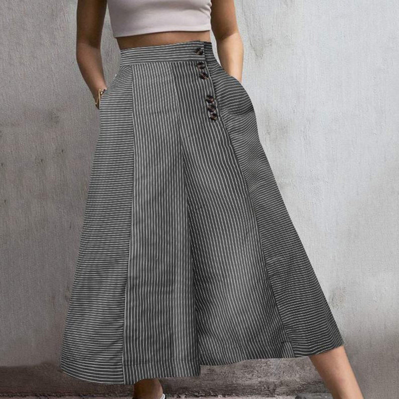 Casual Loose Lounge Pants with Elastic Waist and Button Detail