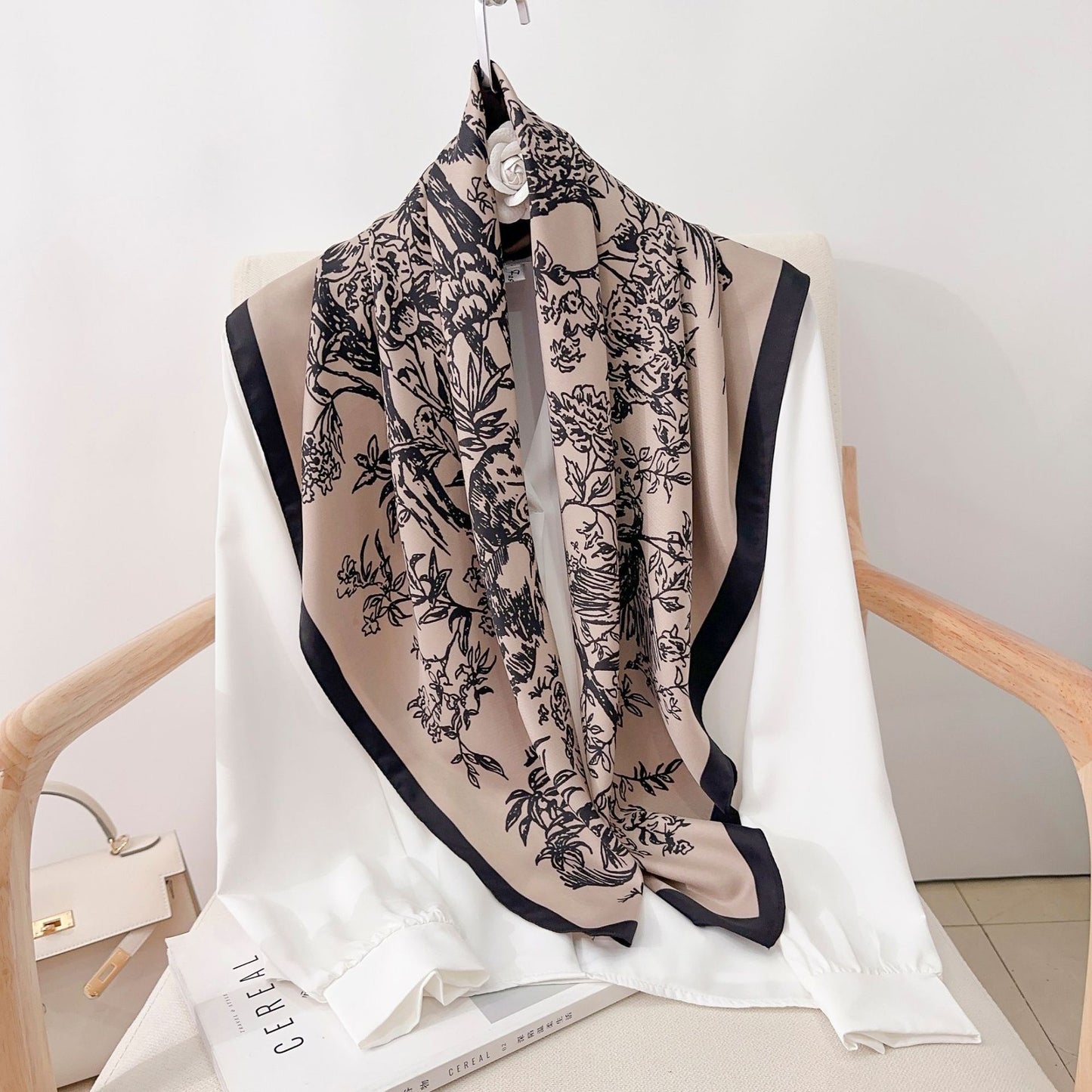 Soft Silky Red Scarf with Stunning Contrast Design