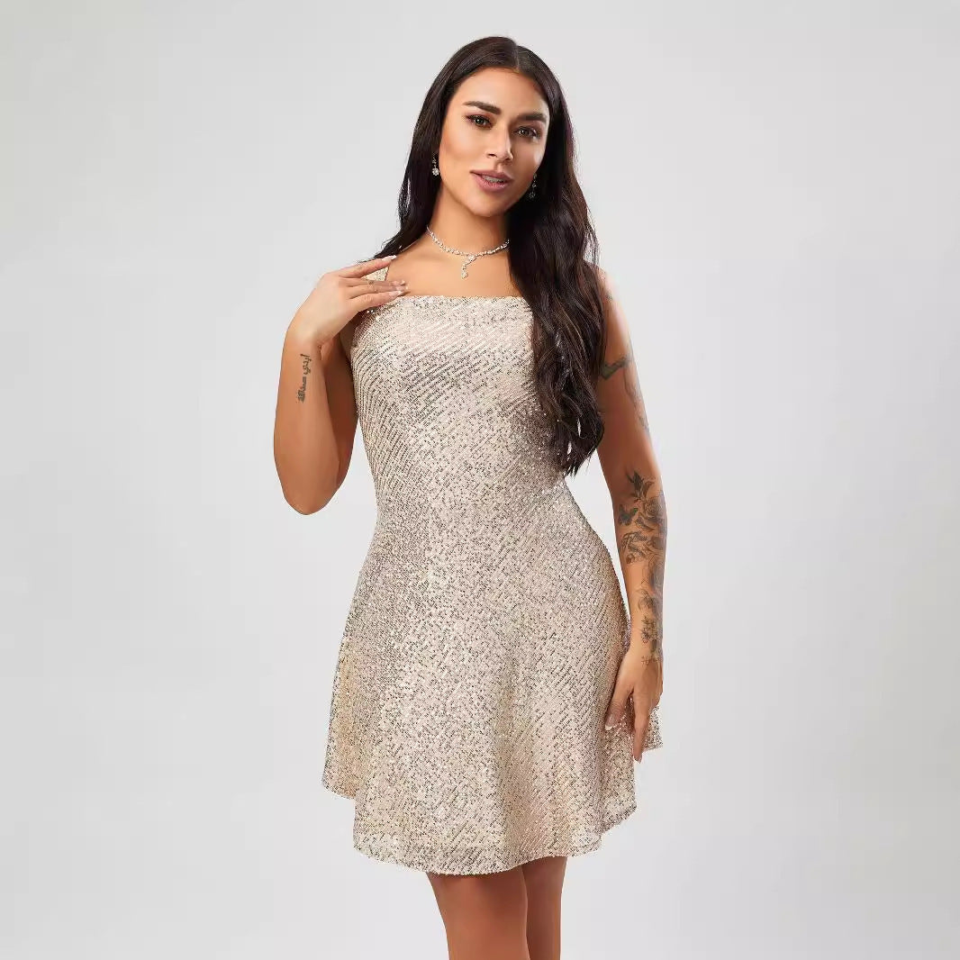 Dazzle in Style: Mini Sling Sequin Dress for Parties