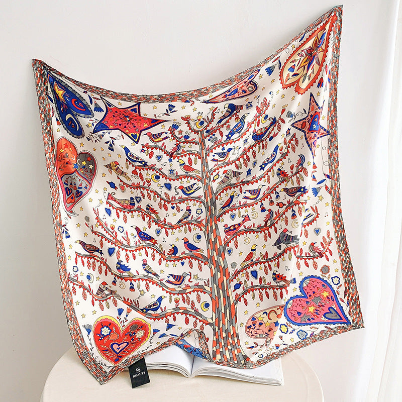Soft Silky Red Scarf with Stunning Contrast Design