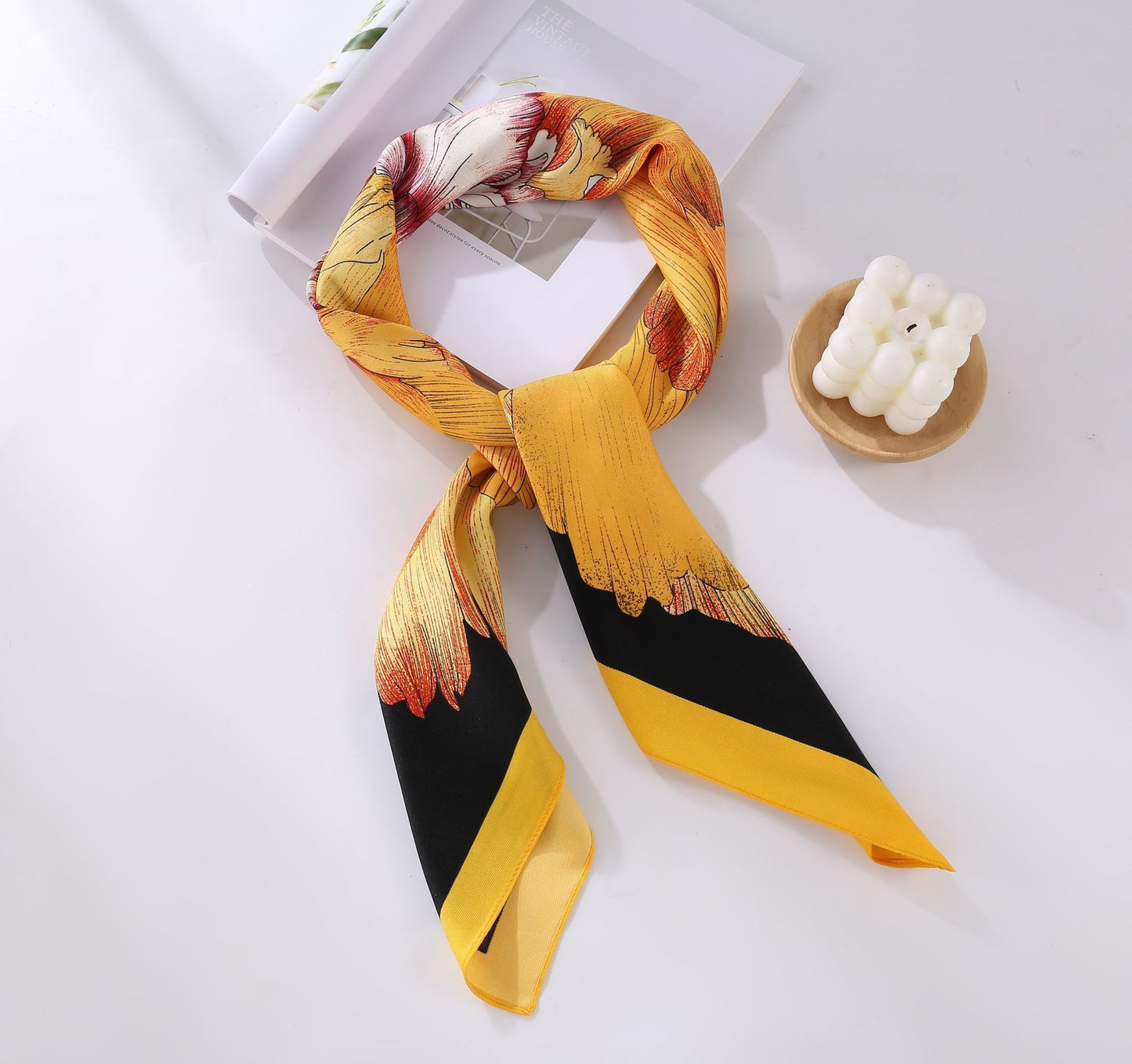 Soft Silky Red Scarf with Stunning Contrast Design