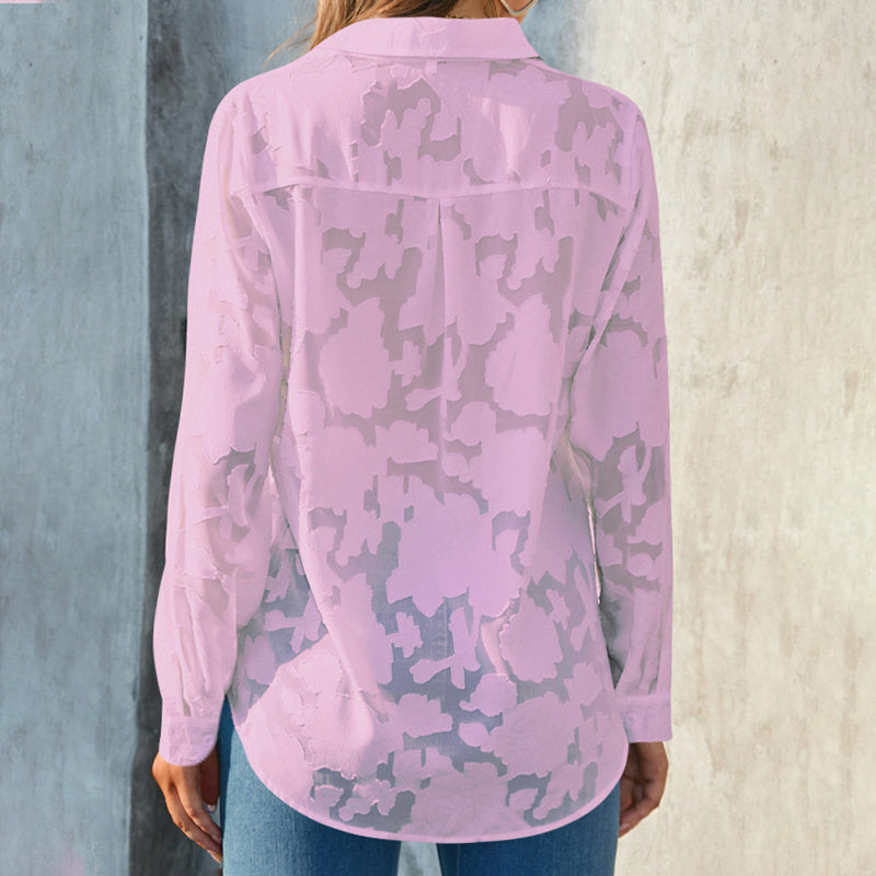 Elegant Jacquard Sheer Top – Stylish Comfort for Every Occasion