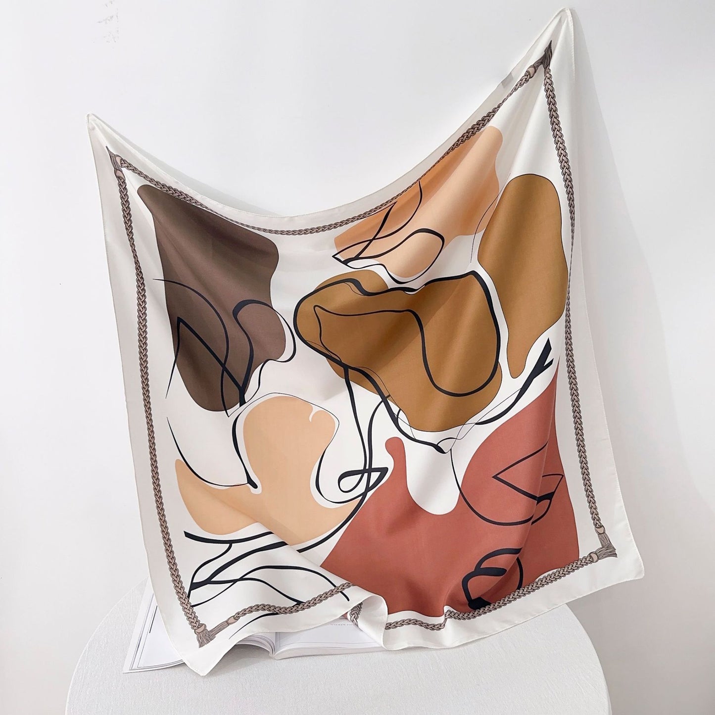Soft Silky Red Scarf with Stunning Contrast Design