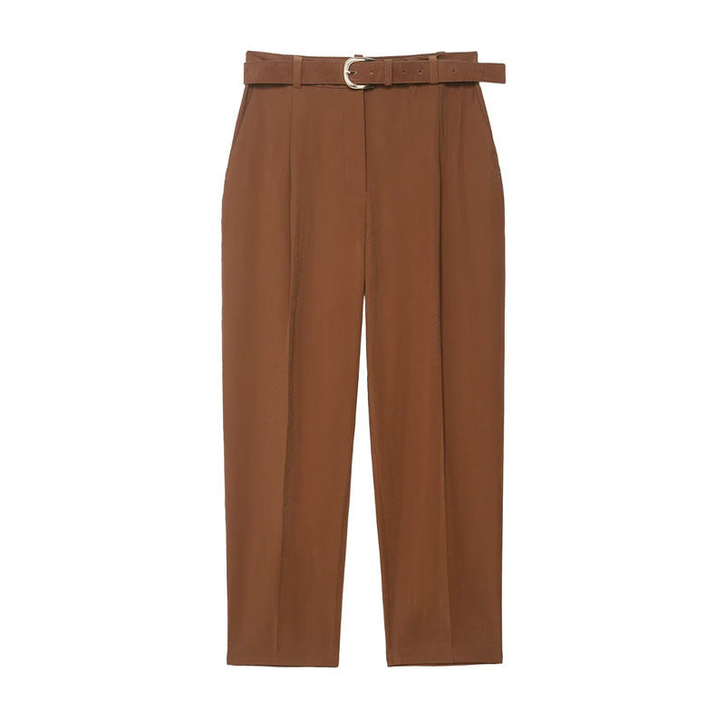 Lightweight Draped Pants with Belt – Summer Fashion