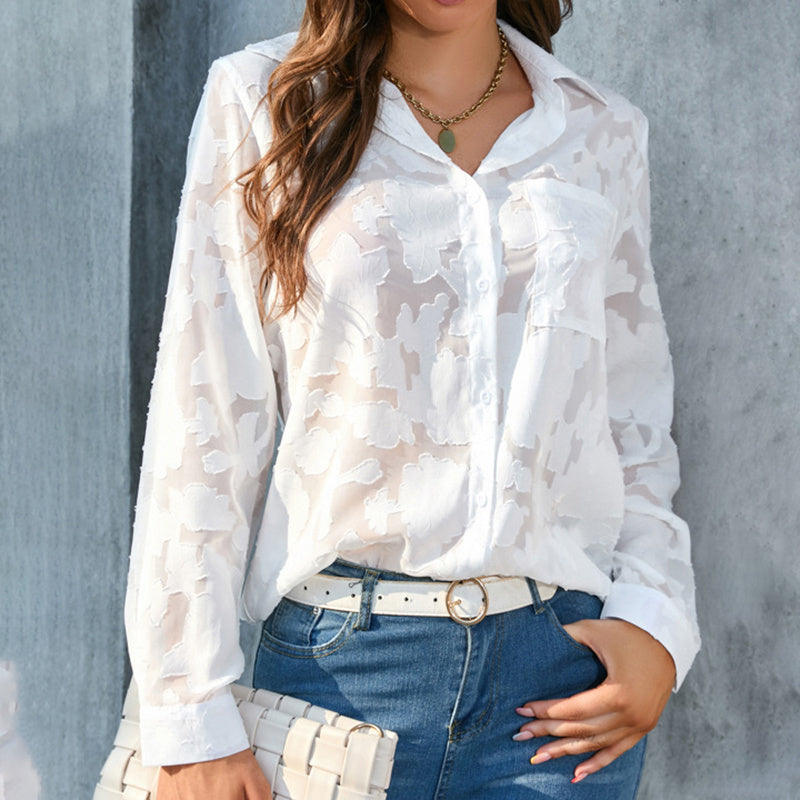Elegant Jacquard Sheer Top – Stylish Comfort for Every Occasion