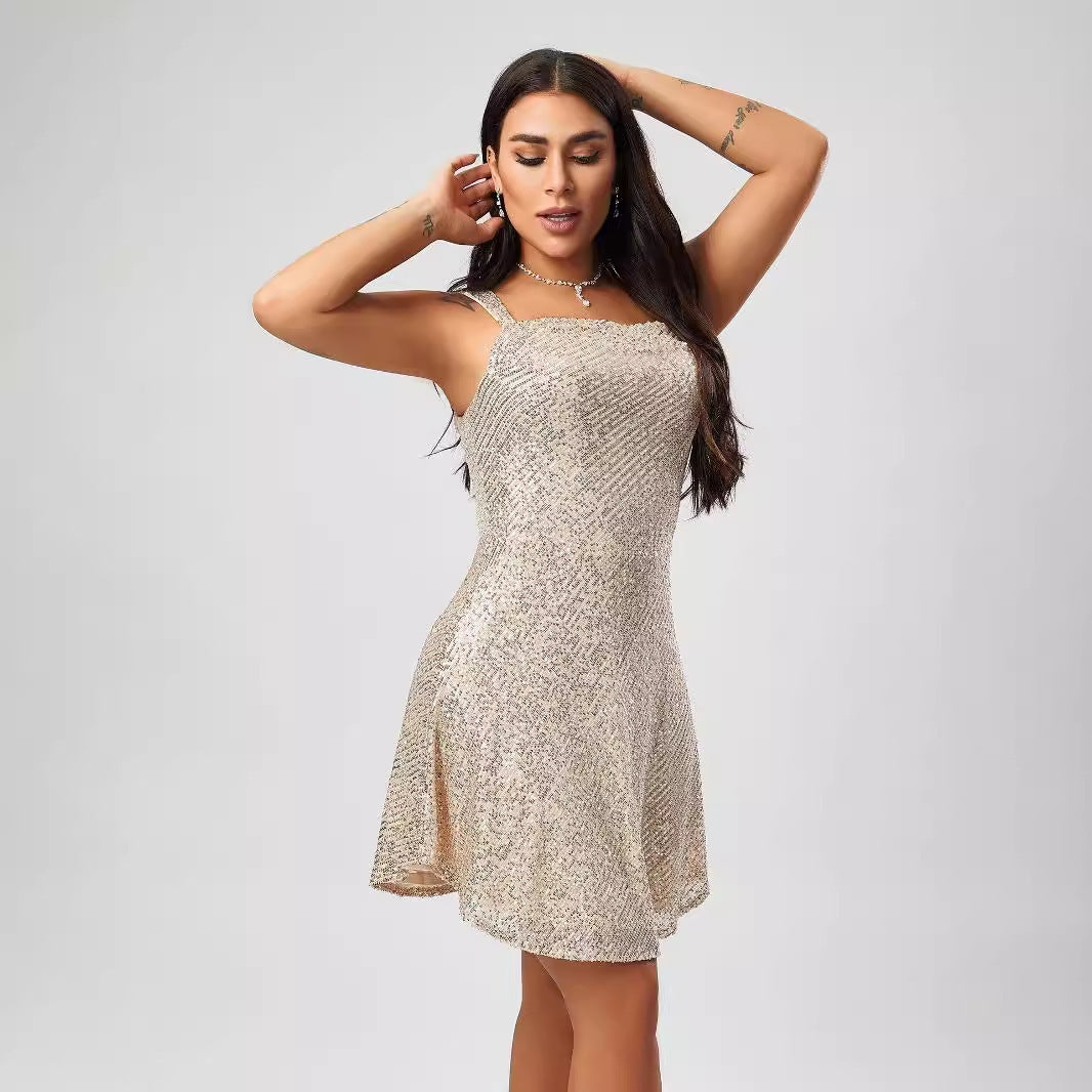 Dazzle in Style: Mini Sling Sequin Dress for Parties