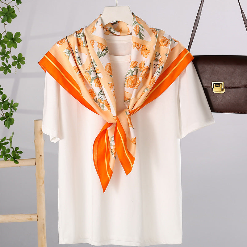 Soft Silky Red Scarf with Stunning Contrast Design