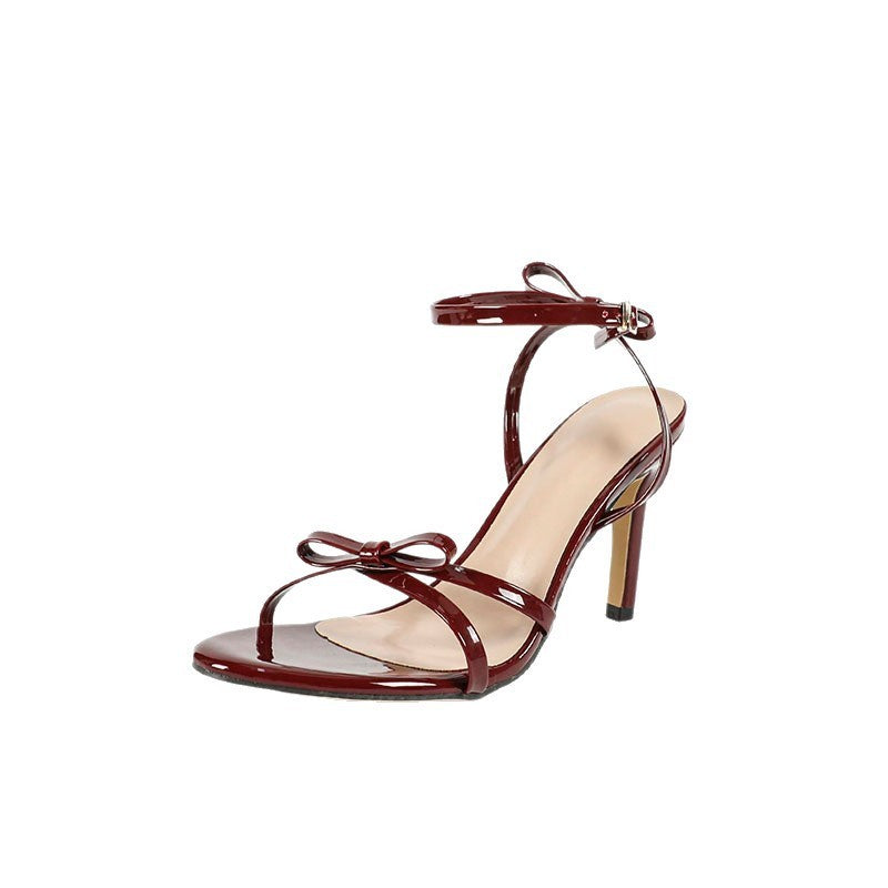 Sleek Patent Leather Stiletto Heels for Women, Cross Strap